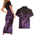 Purple Aloha Hawaii Couples Matching Short Sleeve Bodycon Dress and Hawaiian Shirt Snorkeling With Sea Turtle Polynesian Pattern