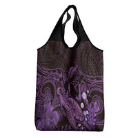 Purple Aloha Hawaii Grocery Bag Snorkeling With Sea Turtle Polynesian Pattern LT14 - Polynesian Pride