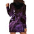 Purple Aloha Hawaii Hoodie Dress Snorkeling With Sea Turtle Polynesian Pattern