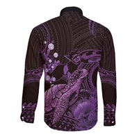 Purple Aloha Hawaii Long Sleeve Button Shirt Snorkeling With Sea Turtle Polynesian Pattern LT14 - Polynesian Pride