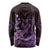 Purple Aloha Hawaii Long Sleeve Shirt Snorkeling With Sea Turtle Polynesian Pattern