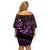 Purple Aloha Hawaii Off Shoulder Short Dress Snorkeling With Sea Turtle Polynesian Pattern