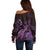 Purple Aloha Hawaii Off Shoulder Sweater Snorkeling With Sea Turtle Polynesian Pattern