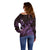 Purple Aloha Hawaii Off Shoulder Sweater Snorkeling With Sea Turtle Polynesian Pattern