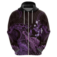 Purple Aloha Hawaii Zip Hoodie Snorkeling With Sea Turtle Polynesian Pattern LT14 - Polynesian Pride