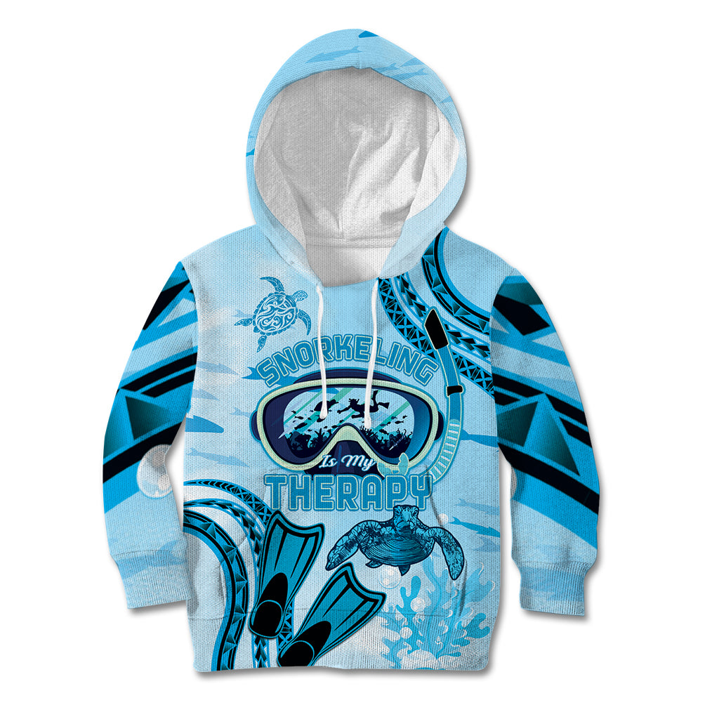 Hawaii Sea Turtle Snorkeling Is My Therapy Kid Hoodie LT14 Hoodie Blue - Polynesian Pride