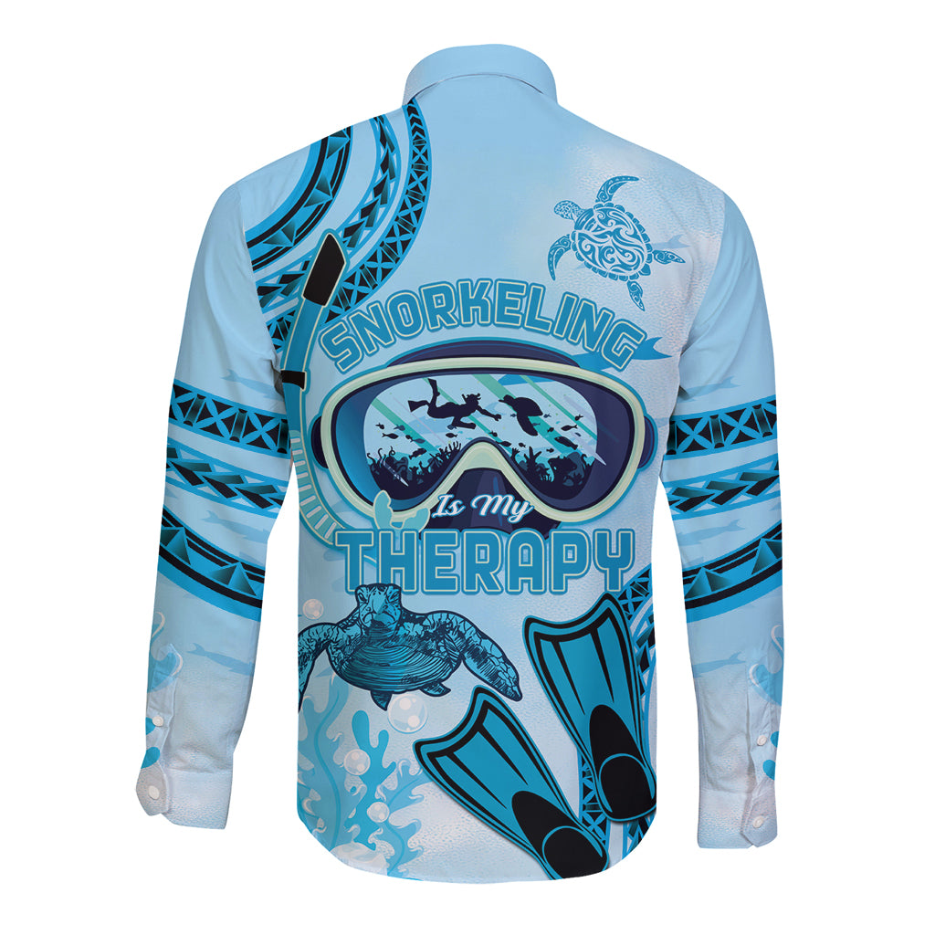 Hawaii Sea Turtle Snorkeling Is My Therapy Long Sleeve Button Shirt LT14 - Polynesian Pride