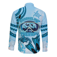 Hawaii Sea Turtle Snorkeling Is My Therapy Long Sleeve Button Shirt LT14 - Polynesian Pride