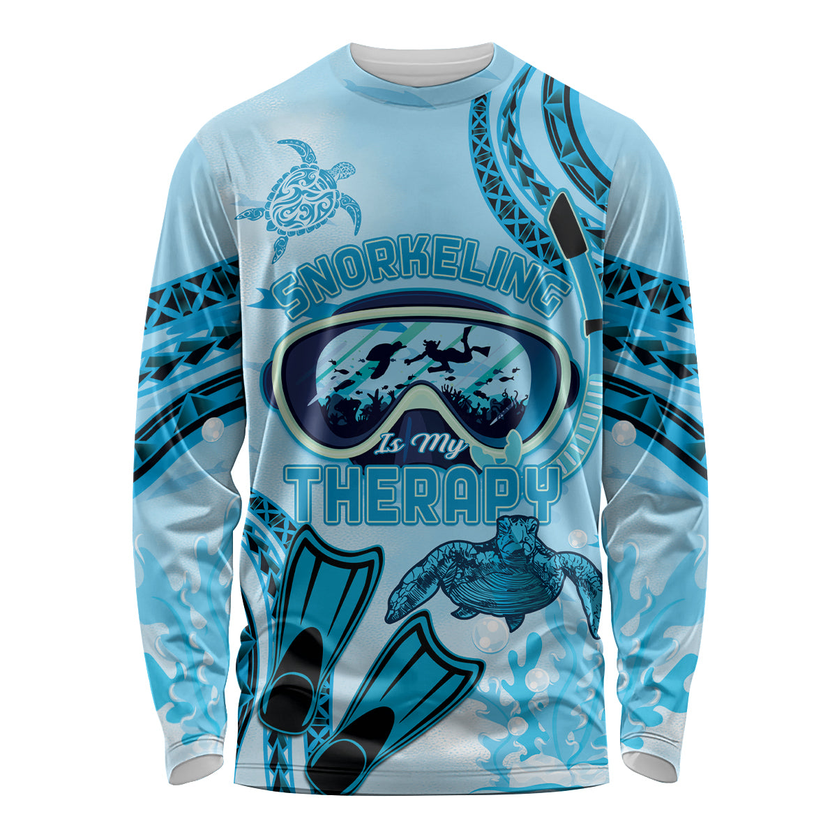 Hawaii Sea Turtle Snorkeling Is My Therapy Long Sleeve Shirt LT14 Unisex Blue - Polynesian Pride