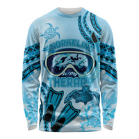 Hawaii Sea Turtle Snorkeling Is My Therapy Long Sleeve Shirt LT14 Unisex Blue - Polynesian Pride