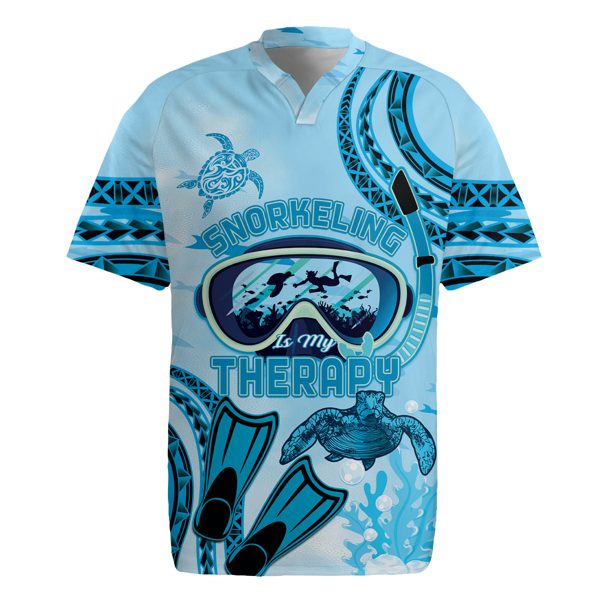 Hawaii Sea Turtle Snorkeling Is My Therapy Rugby Jersey LT14 Blue - Polynesian Pride