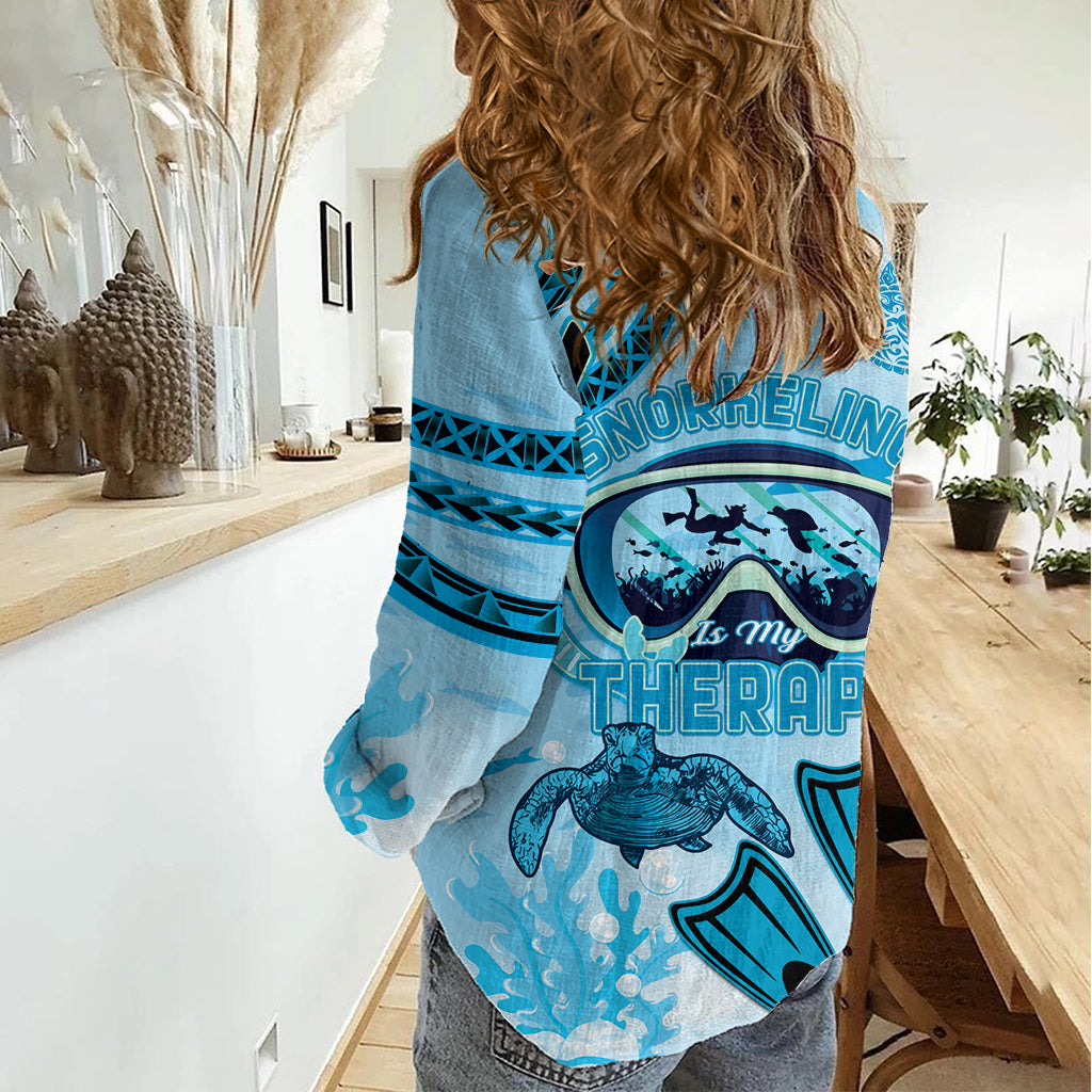Hawaii Sea Turtle Snorkeling Is My Therapy Women Casual Shirt LT14 - Polynesian Pride