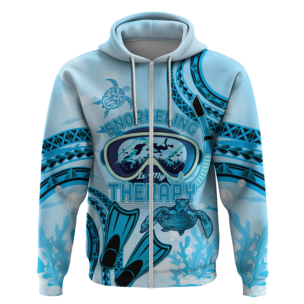 Hawaii Sea Turtle Snorkeling Is My Therapy Zip Hoodie LT14 Zip Hoodie Blue - Polynesian Pride