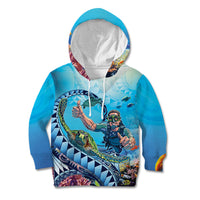 Hawaii Snorkeling Honu Turtle Kid Hoodie Under The Ocean Vibes LT14 Hoodie Blue - Polynesian Pride