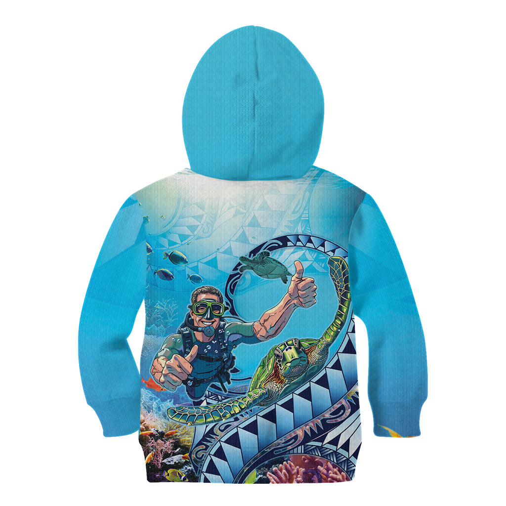 Hawaii Snorkeling Honu Turtle Kid Hoodie Under The Ocean Vibes LT14 - Polynesian Pride
