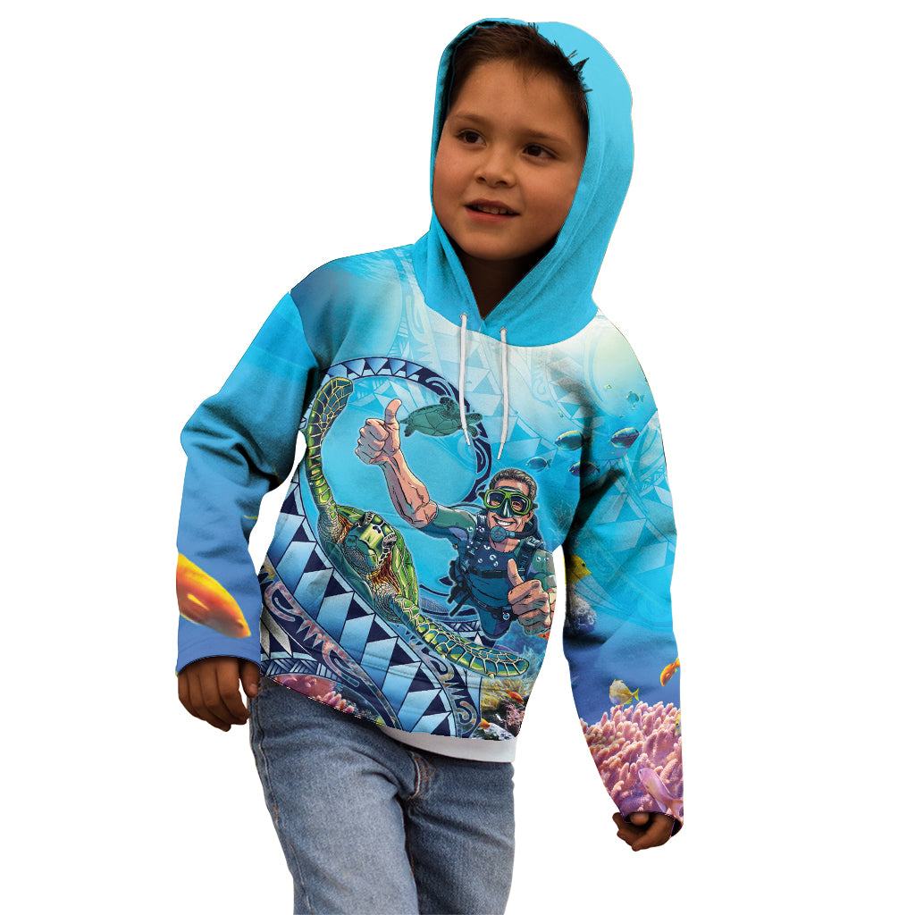 Hawaii Snorkeling Honu Turtle Kid Hoodie Under The Ocean Vibes LT14 - Polynesian Pride