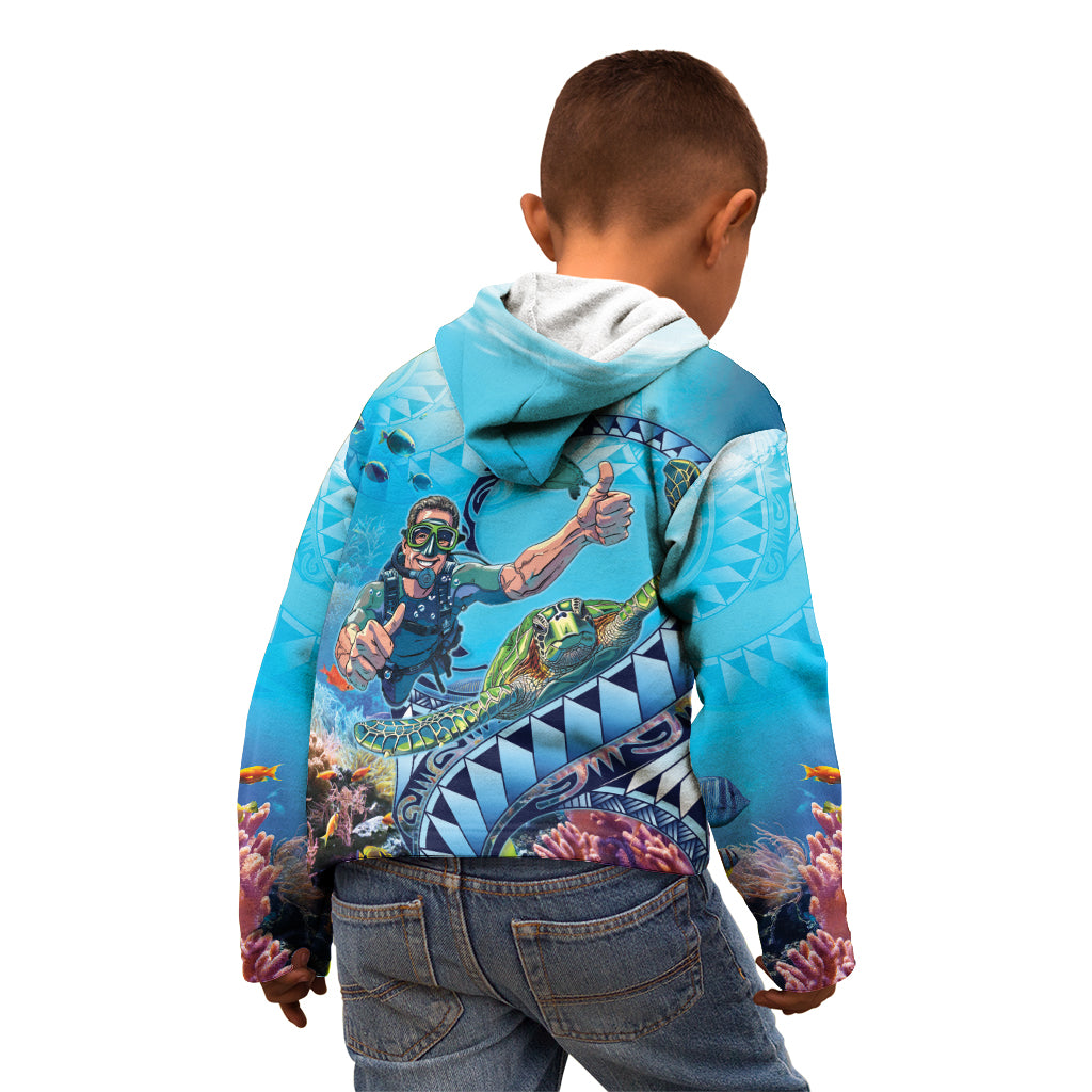 Hawaii Snorkeling Honu Turtle Kid Hoodie Under The Ocean Vibes LT14 - Polynesian Pride