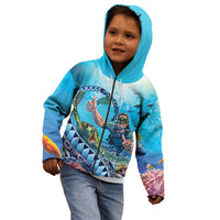 Hawaii Snorkeling Honu Turtle Kid Hoodie Under The Ocean Vibes LT14 - Polynesian Pride