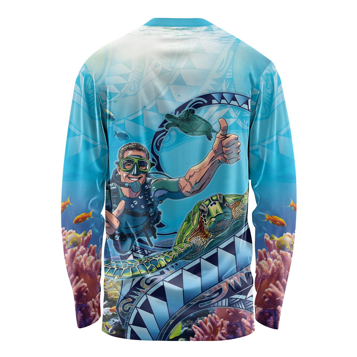 Hawaii Snorkeling Honu Turtle Long Sleeve Shirt Under The Ocean Vibes LT14 - Polynesian Pride