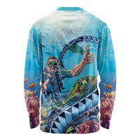 Hawaii Snorkeling Honu Turtle Long Sleeve Shirt Under The Ocean Vibes LT14 - Polynesian Pride