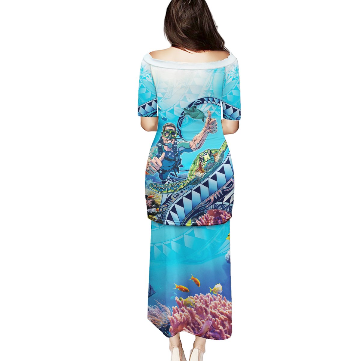 Hawaii Snorkeling Honu Turtle Puletasi Under The Ocean Vibes LT14 - Polynesian Pride
