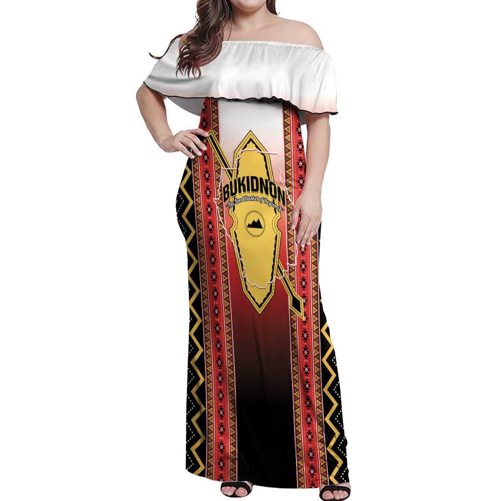 Personalised Bukidnon Philippines Off Shoulder Maxi Dress The Food Basket of Region X LT14 Women Red - Polynesian Pride