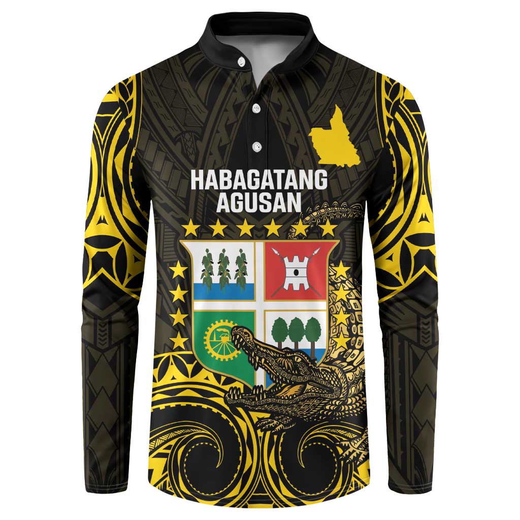 Agusan del Sur Philippines Button Sweatshirt Habagatang Agusan Lolong LT14 Black - Polynesian Pride