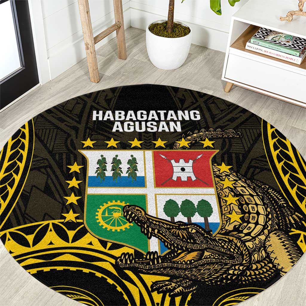 Agusan del Sur Philippines Round Carpet Habagatang Agusan Lolong LT14 Black - Polynesian Pride