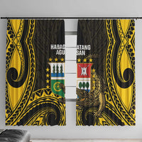 Agusan del Sur Philippines Window Curtain Habagatang Agusan Lolong LT14 With Hooks Black - Polynesian Pride