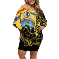 Quezon Province Off Shoulder Short Dress Cocolandia Philippines Turtle LT14 Women Gold - Polynesian Pride