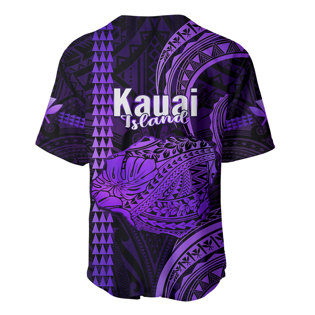 Polynesian Pride Hawaiian Islands Baseball Jersey Kauai Map Purple Kanaka With Kakau LT14 - Polynesian Pride