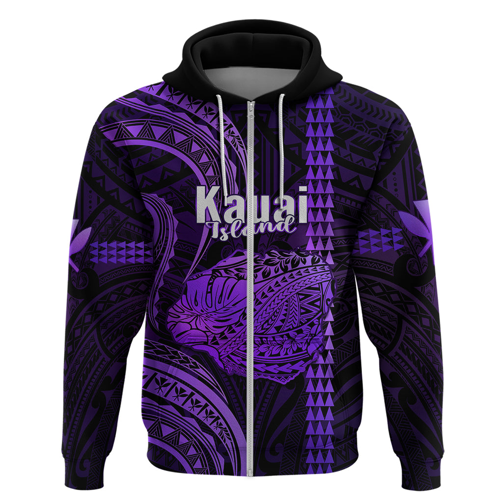 Polynesian Pride Hawaiian Islands Hoodie Kauai Map Purple Kanaka With Kakau LT14 - Polynesian Pride