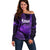 Polynesian Pride Hawaiian Islands Off Shoulder Sweater Kauai Map Purple Kanaka With Kakau LT14 Women Purple - Polynesian Pride