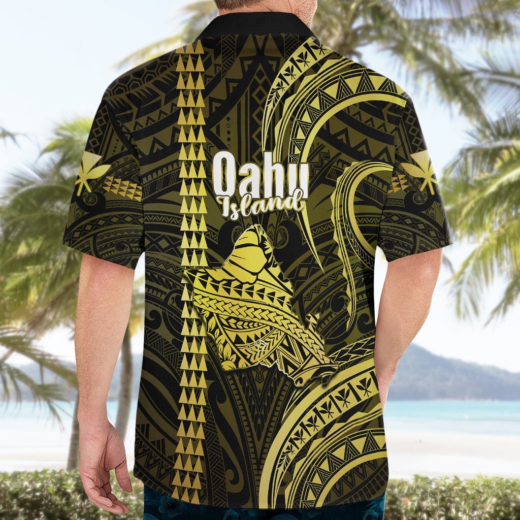 Polynesian Pride Hawaiian Islands Hawaiian Shirt Oahu Map Yellow Kanaka With Kakau LT14 - Polynesian Pride