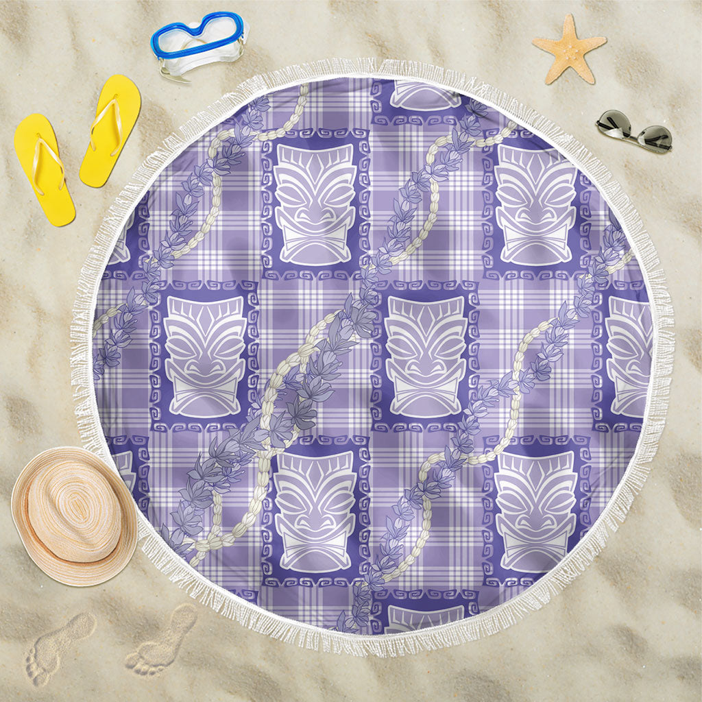 Aloha Hawaii Tiki Palaka Motifs Beach Blanket Honohono Lei Purple Elegant Vibes LT14 One Size 150cm Purple - Polynesian Pride