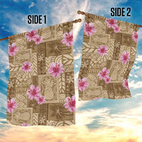 Beige Hawaii Hibiscus With Tropical Flowers Motifs Garden Flag LT14 - Polynesian Pride