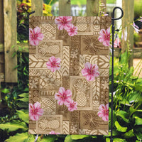 Beige Hawaii Hibiscus With Tropical Flowers Motifs Garden Flag LT14 Garden Flag Beige - Polynesian Pride