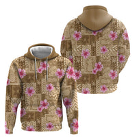 Beige Hawaii Hibiscus With Tropical Flowers Motifs Hoodie LT14 - Polynesian Pride