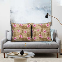 Beige Hawaii Hibiscus With Tropical Flowers Motifs Pillow Cover LT14 - Polynesian Pride