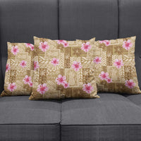 Beige Hawaii Hibiscus With Tropical Flowers Motifs Pillow Cover LT14 - Polynesian Pride