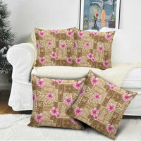 Beige Hawaii Hibiscus With Tropical Flowers Motifs Pillow Cover LT14 - Polynesian Pride