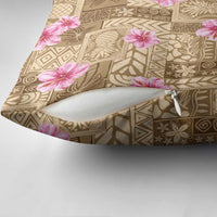 Beige Hawaii Hibiscus With Tropical Flowers Motifs Pillow Cover LT14 - Polynesian Pride