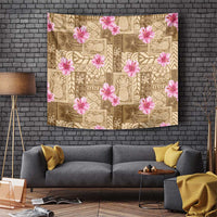 Beige Hawaii Hibiscus With Tropical Flowers Motifs Tapestry LT14 Beige - Polynesian Pride