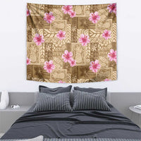Beige Hawaii Hibiscus With Tropical Flowers Motifs Tapestry LT14 - Polynesian Pride