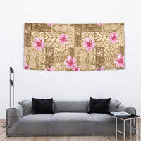 Beige Hawaii Hibiscus With Tropical Flowers Motifs Tapestry LT14 - Polynesian Pride