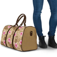 Beige Hawaii Hibiscus With Tropical Flowers Motifs Travel Bag LT14 - Polynesian Pride