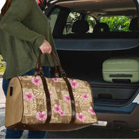 Beige Hawaii Hibiscus With Tropical Flowers Motifs Travel Bag LT14 - Polynesian Pride