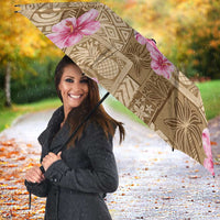 Beige Hawaii Hibiscus With Tropical Flowers Motifs Umbrella LT14 - Polynesian Pride