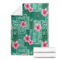 Cyan Hawaii Hibiscus With Tropical Flowers Motifs Blanket LT14 - Polynesian Pride