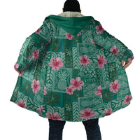 Cyan Hawaii Hibiscus With Tropical Flowers Motifs Cloak LT14 - Polynesian Pride